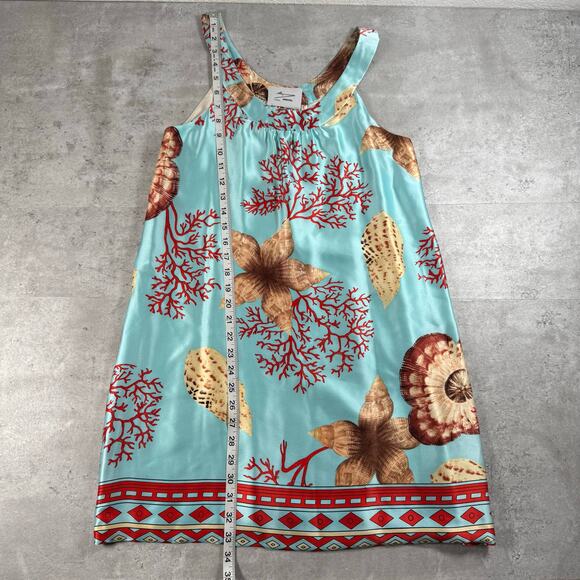 Weezel London silk sleeveless dress sea shell and starfish print mini dress - Picture 7 of 9